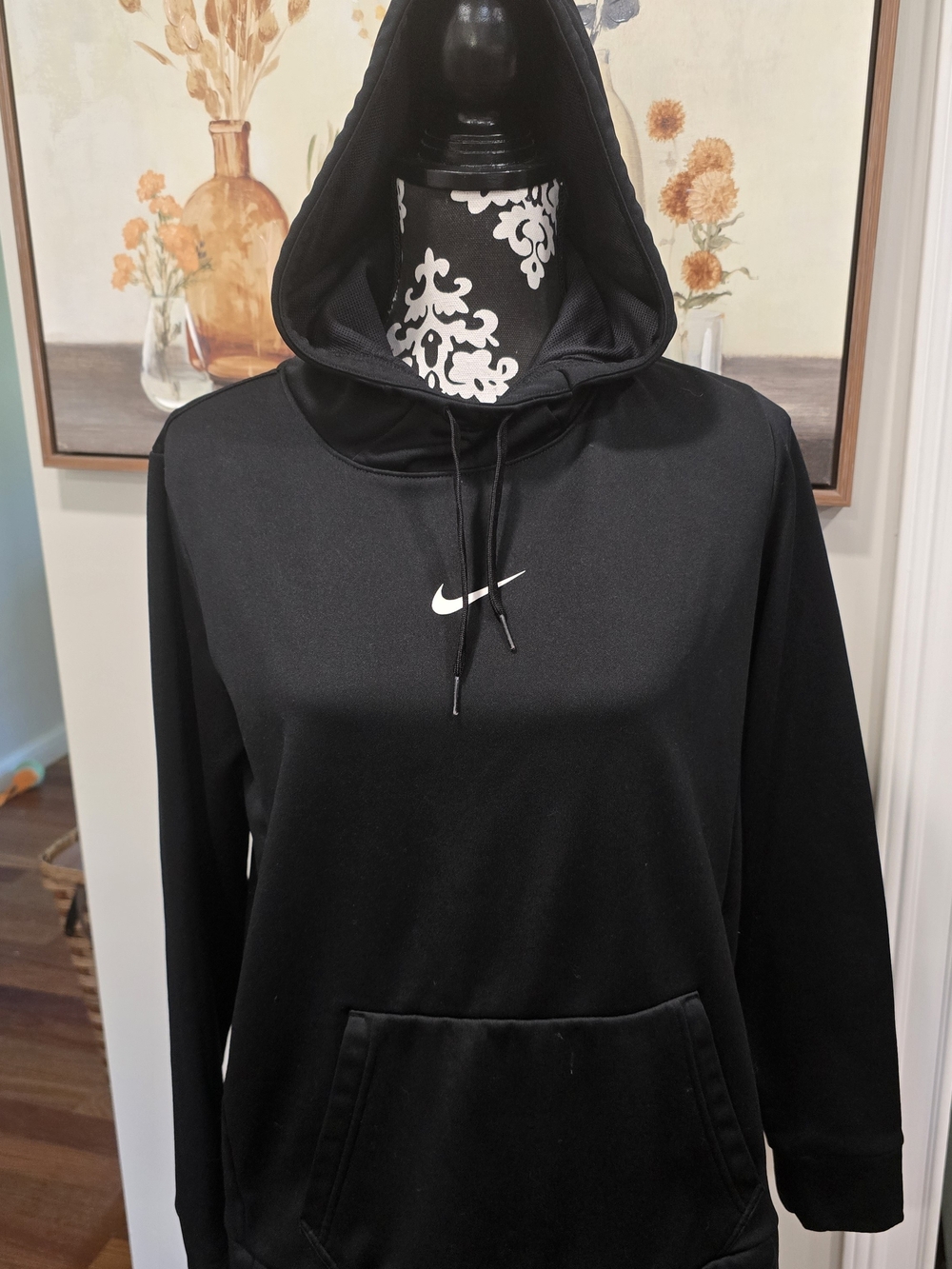 Nike Black Pullover Hoodie with White Swoosh 0529